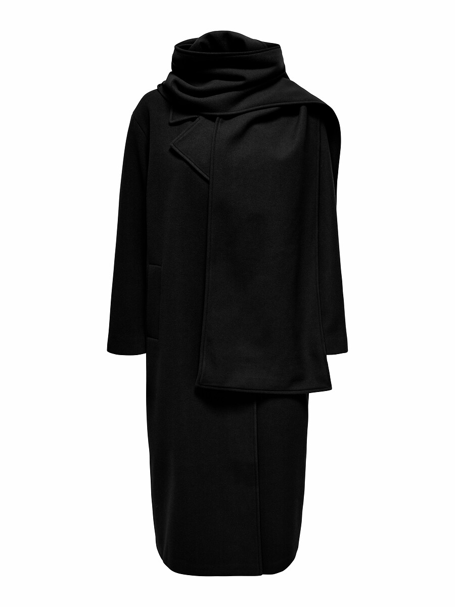 Long Tailored Collar Coat with Scarf, ONLY