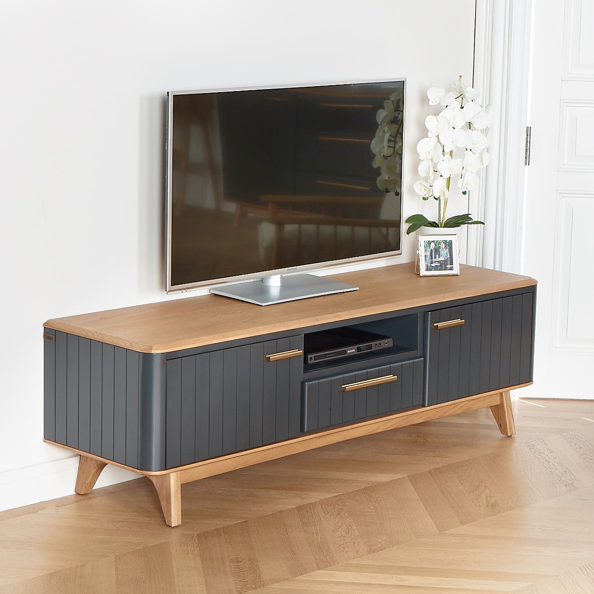 Meuble TV style contemporain 160 cm en chêne JOEL, ROBIN DES BOIS