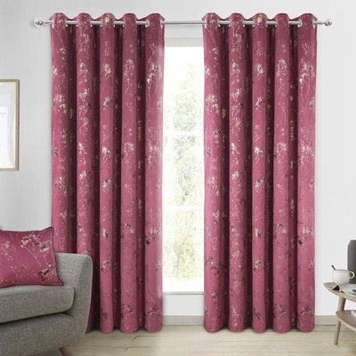 Printed Velour Inerlined Ringtop Curtains SO'HOME