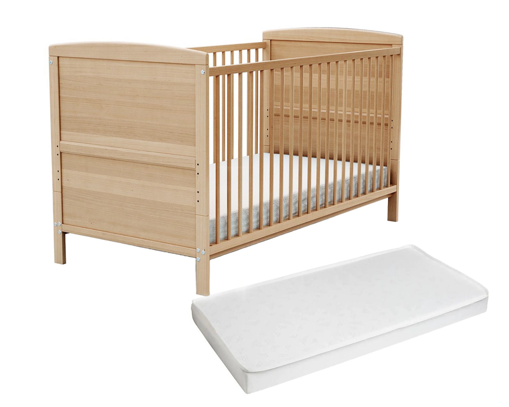 Lit bébé évolutif en bois avec matelas en bois LUNA, AT4