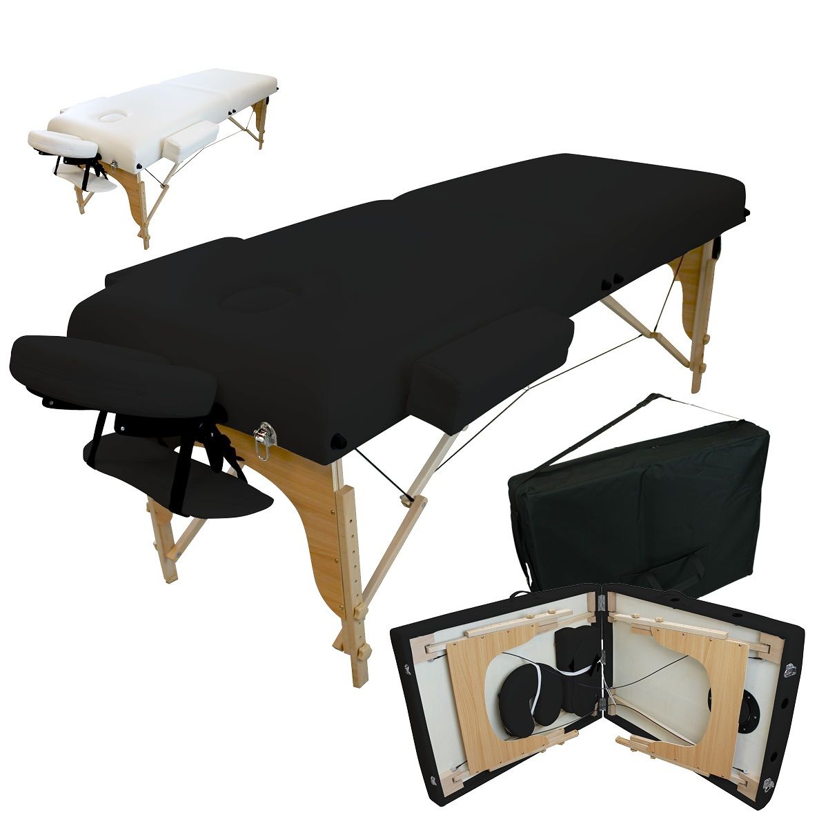 Accessoires et housse de transport Vivezen ® Table de massage pliante 2 zones en bois avec panneau Reiki 10 coloris Norme CE