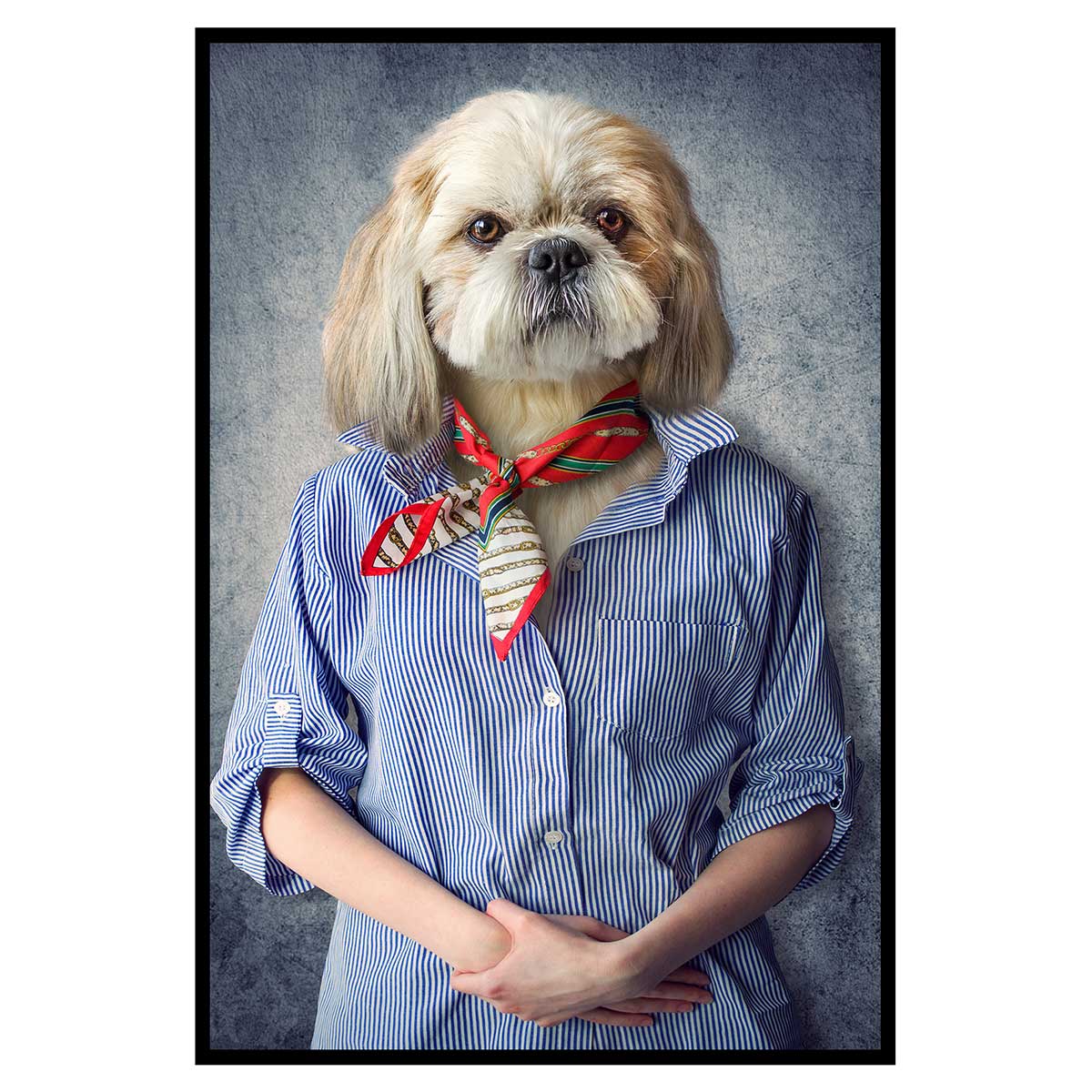 Affiche encadrée chien élégant style portrait, HEXOA