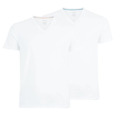 Pack of 2 T-Shirts with V-Neck in Stretch Cotton ATHENA