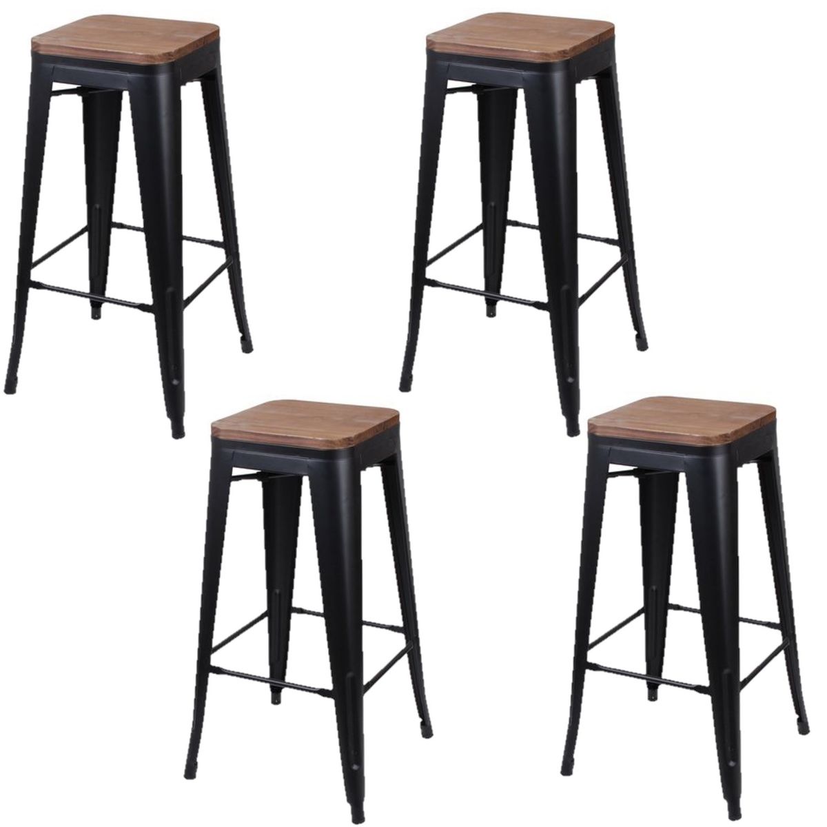 Lot de 4 tabourets de bar vintage liv Couleur noir Toilinux La