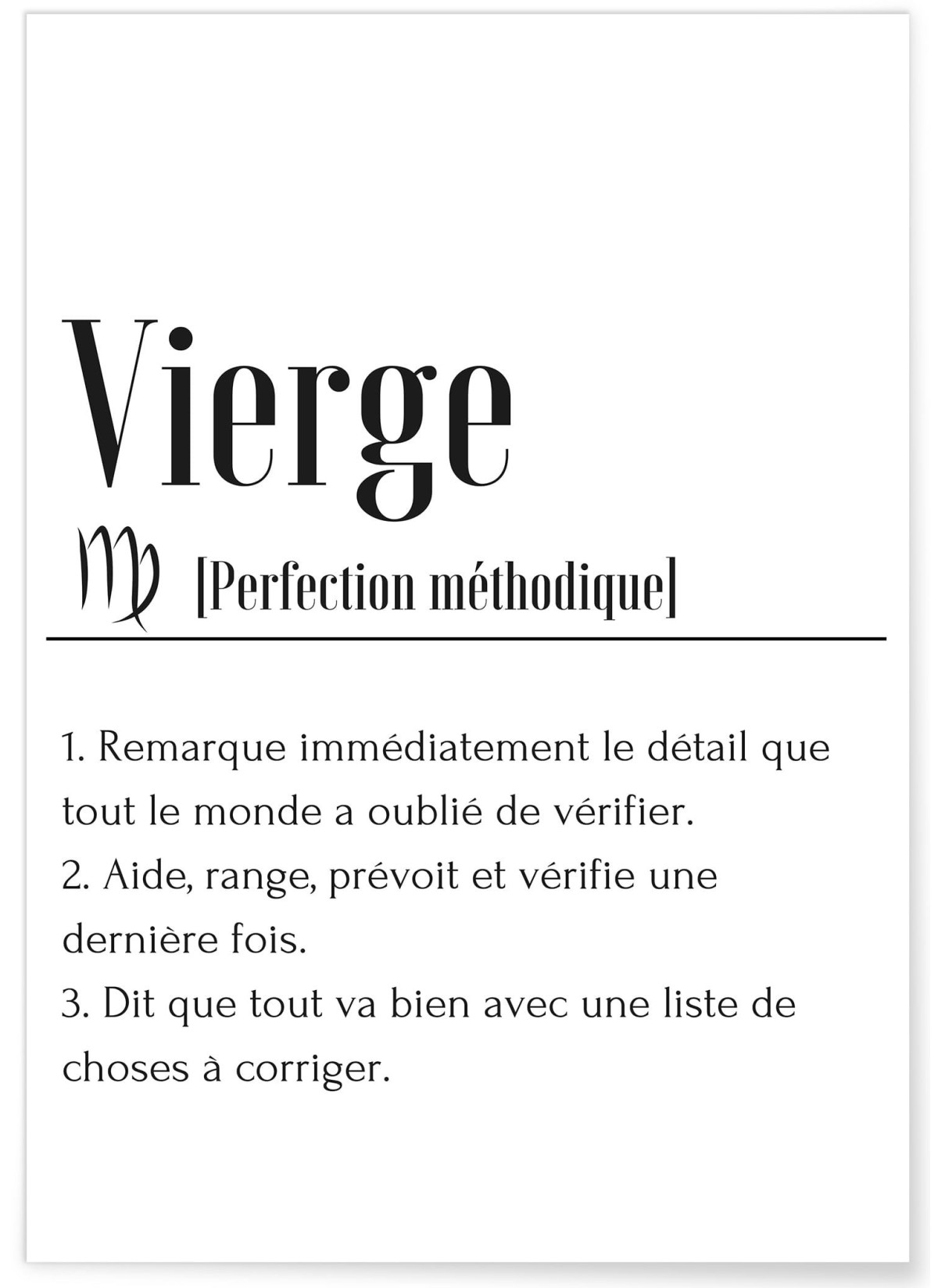 Affiche Définition Vierge, L'AFFICHERIE