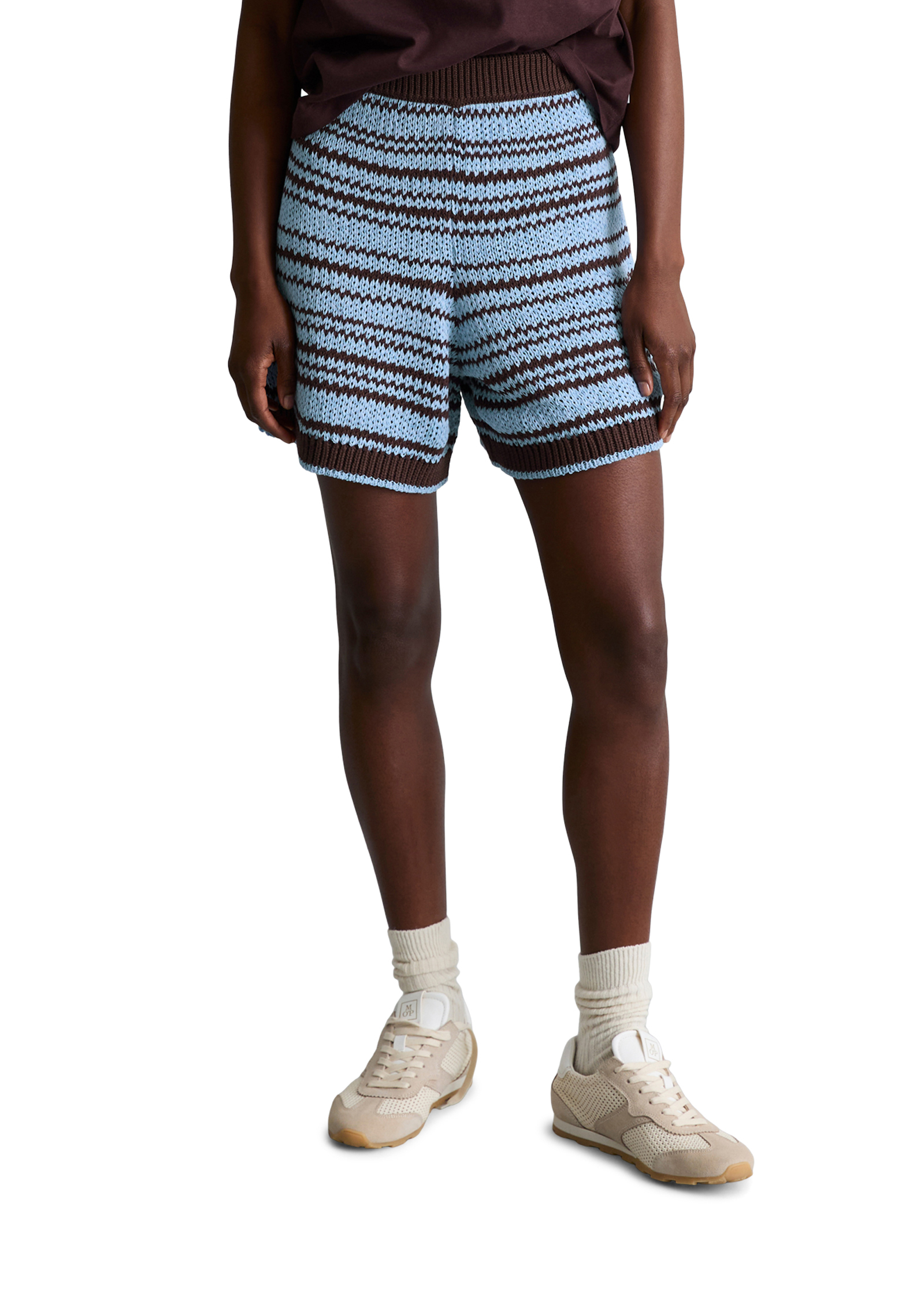 Short en tricot regular en fil à bandelettes teinté dans la masse, MARC O’POLO DENIM
