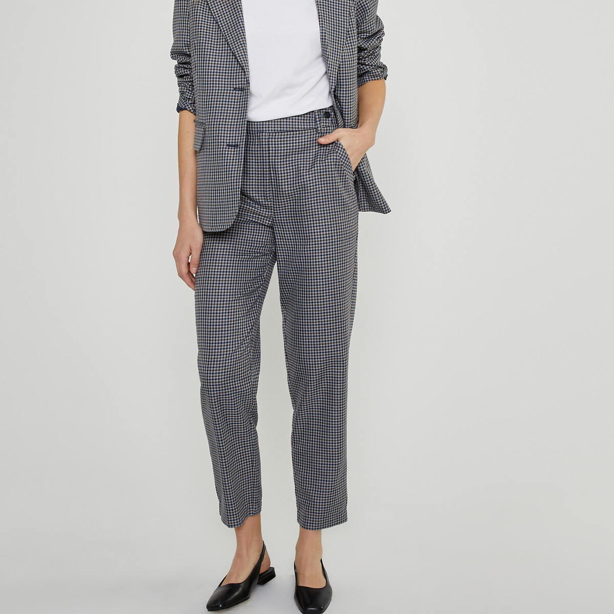 Checked Cigarette Trousers, Length 28.5"