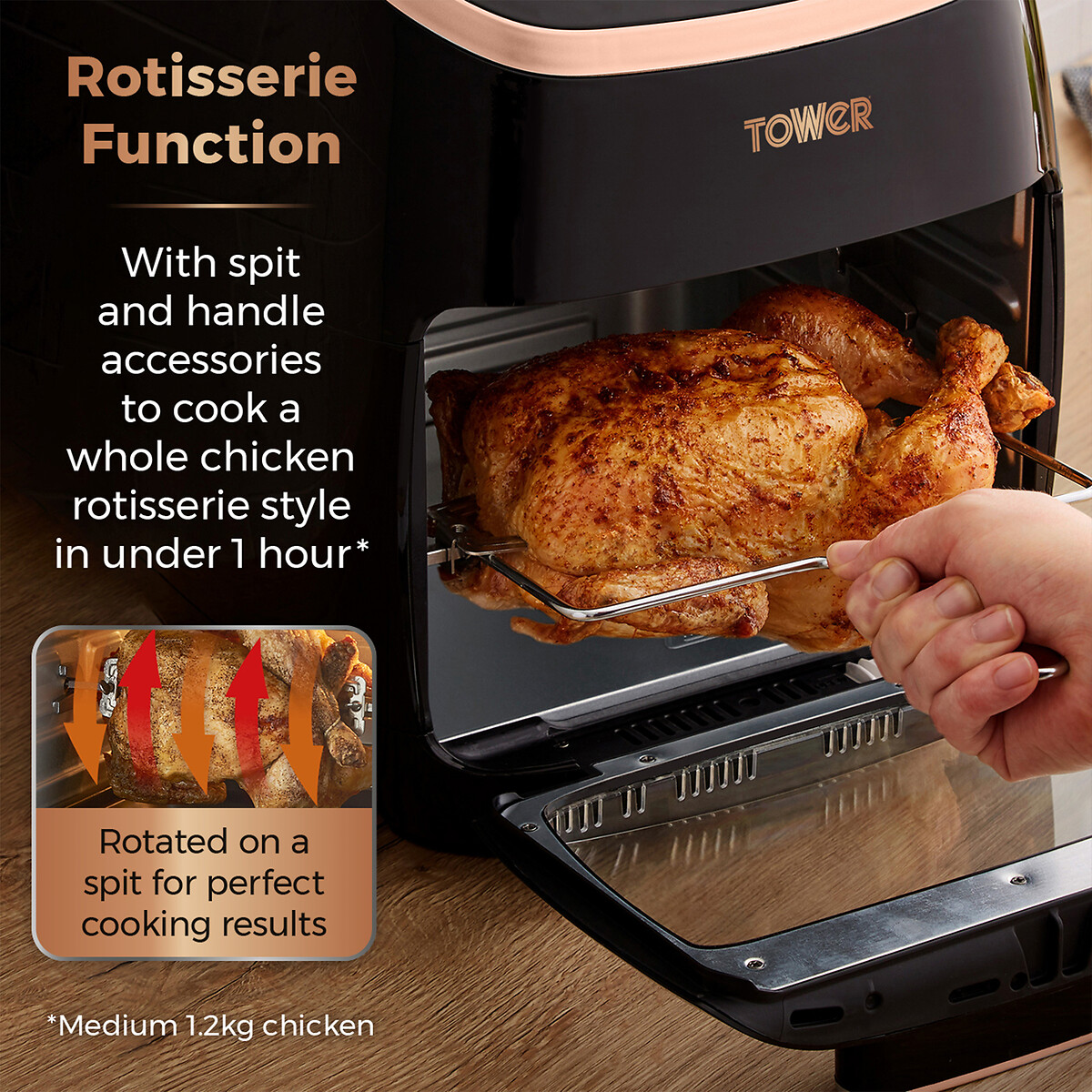 tower rose gold 11l air fryer oven