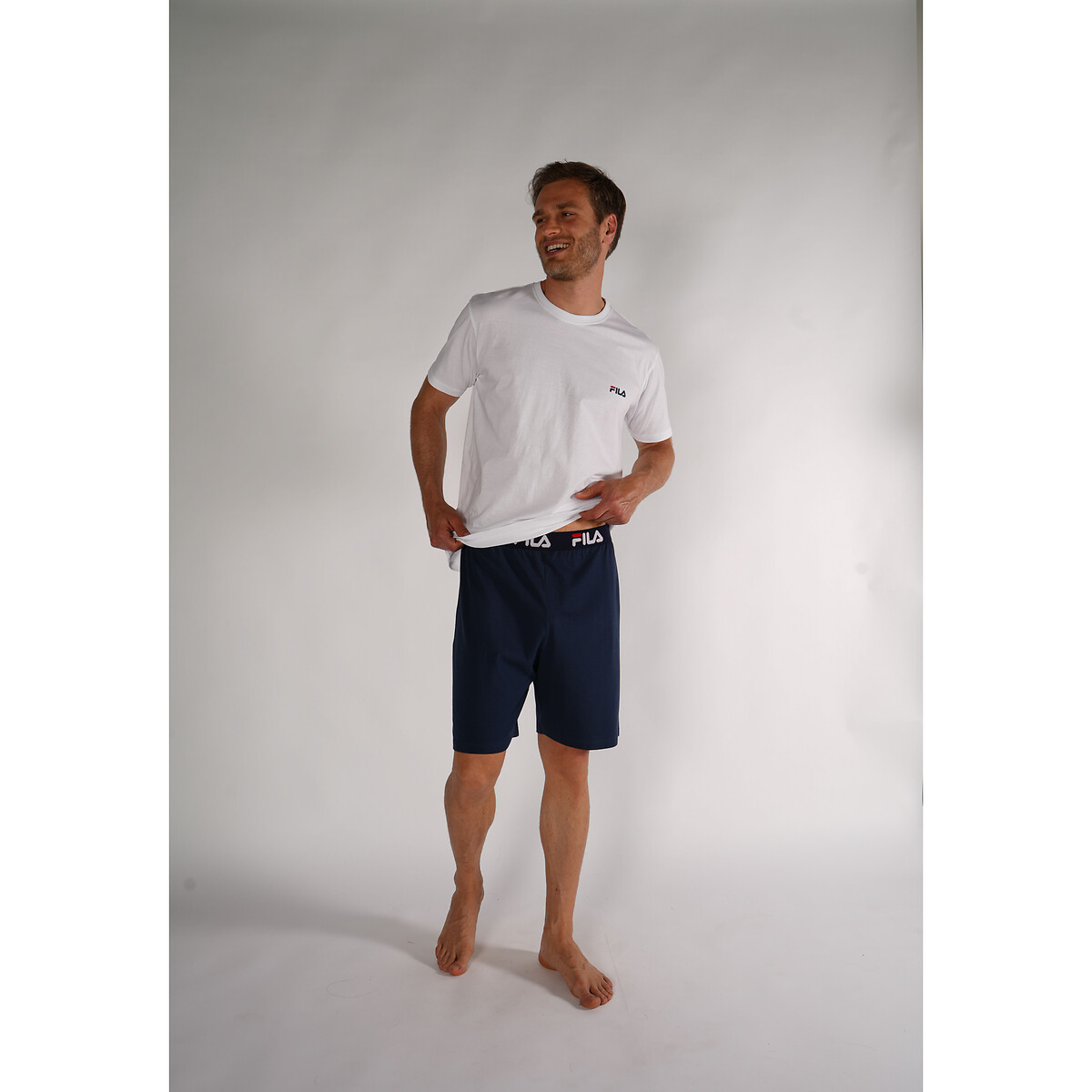Pyjama court col rond petit logo, FILA