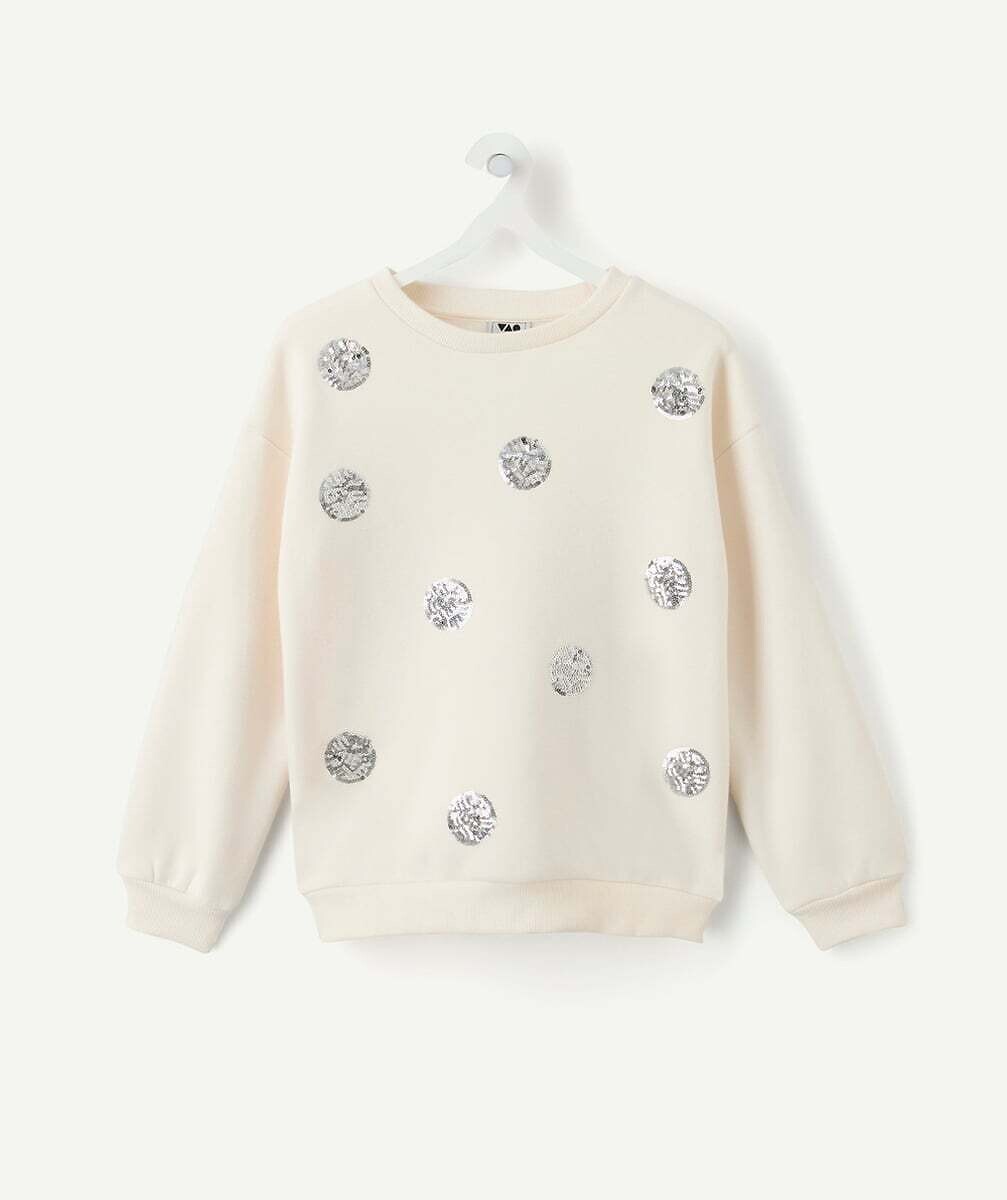 Sweat col rond avec sequins devant, TAPE A L'OEIL