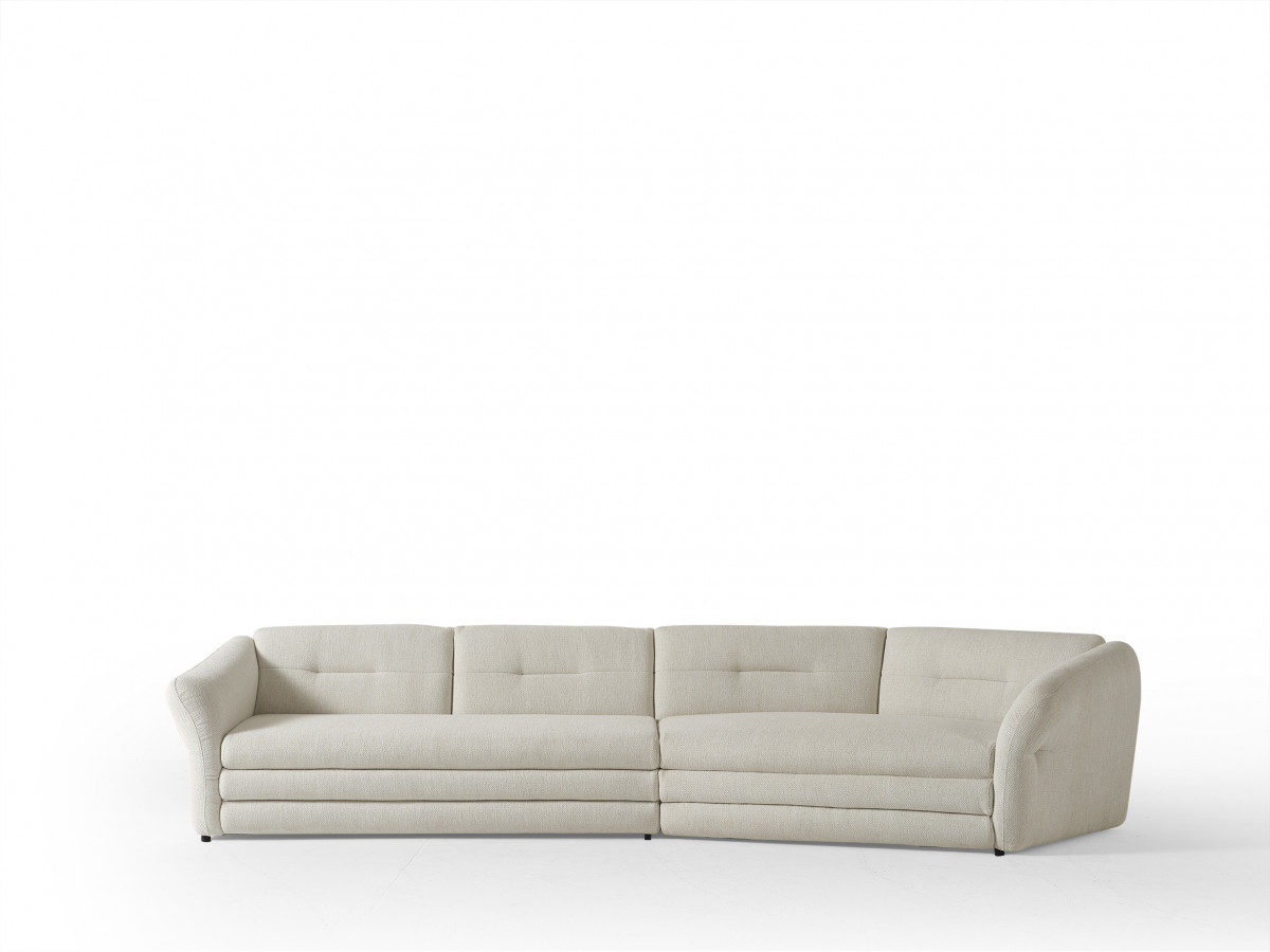 Canapé droit fixe 4 places en tissu chiné, MARBLE, BOBOCHIC