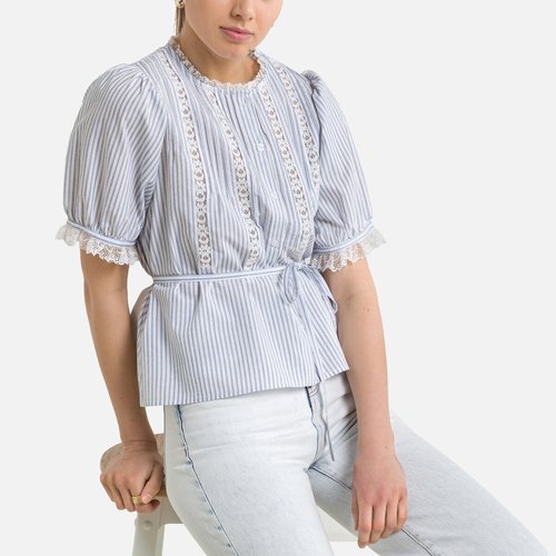 motief schending infrastructuur Gestreepte blouse met ronde hals, korte mouwen sam gestreept wit/marine  Petite Mendigote | La Redoute