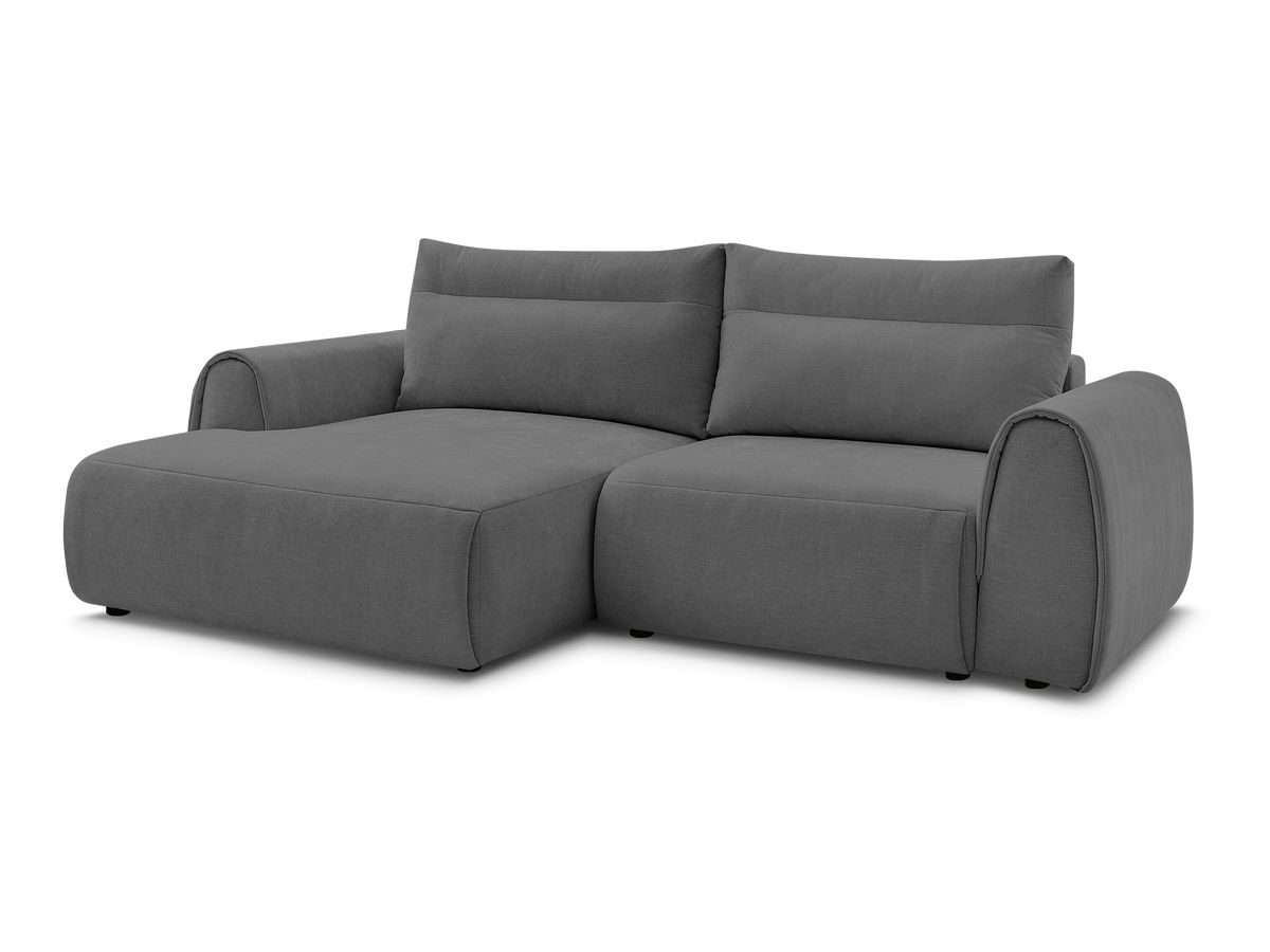 Canapé d'angle fixe compact 3 places tissu lisse, ADEN, BOBOCHIC