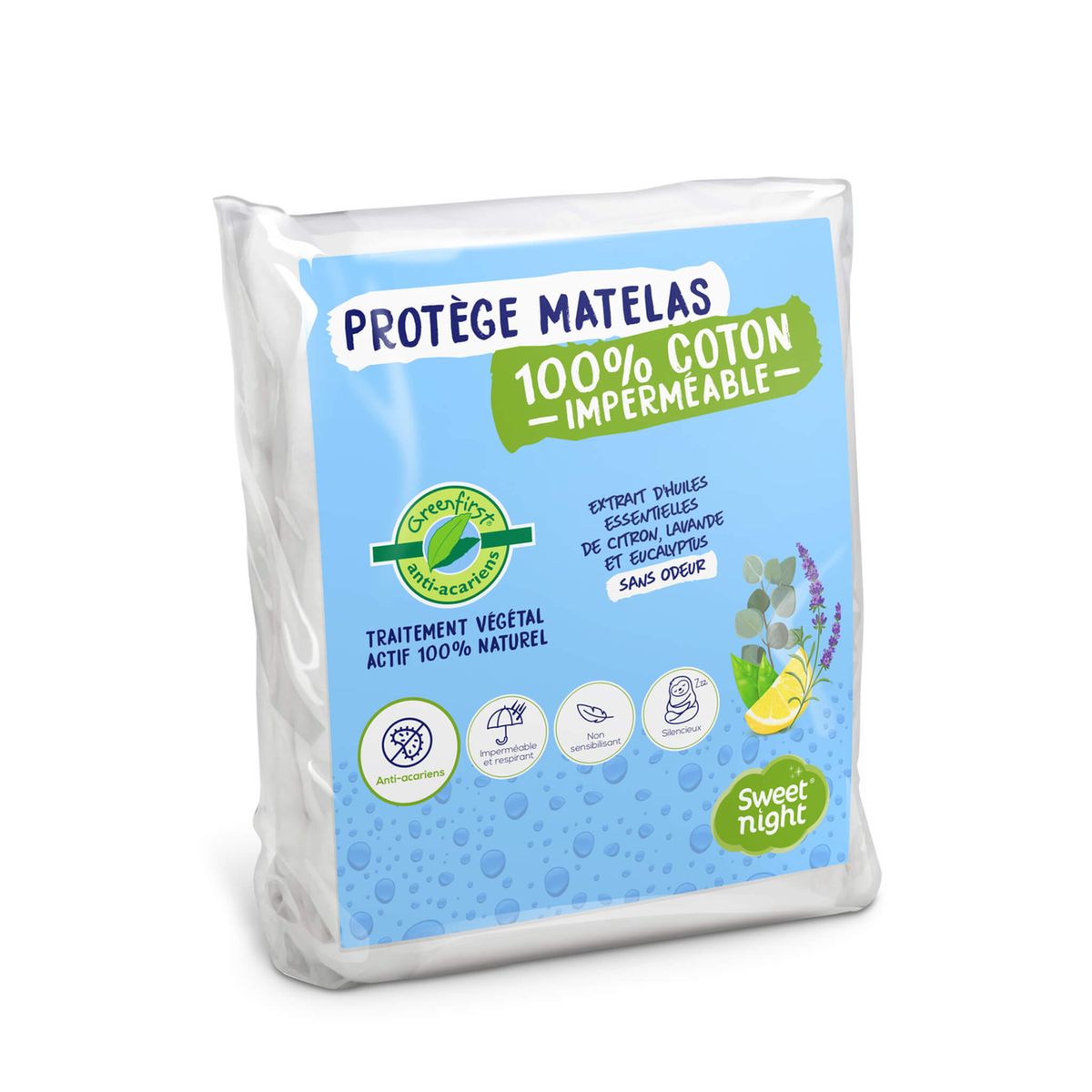 Sweethome - Protège Matelas 160x200 Cm, Anti Acariens, Molleton 100% Coton