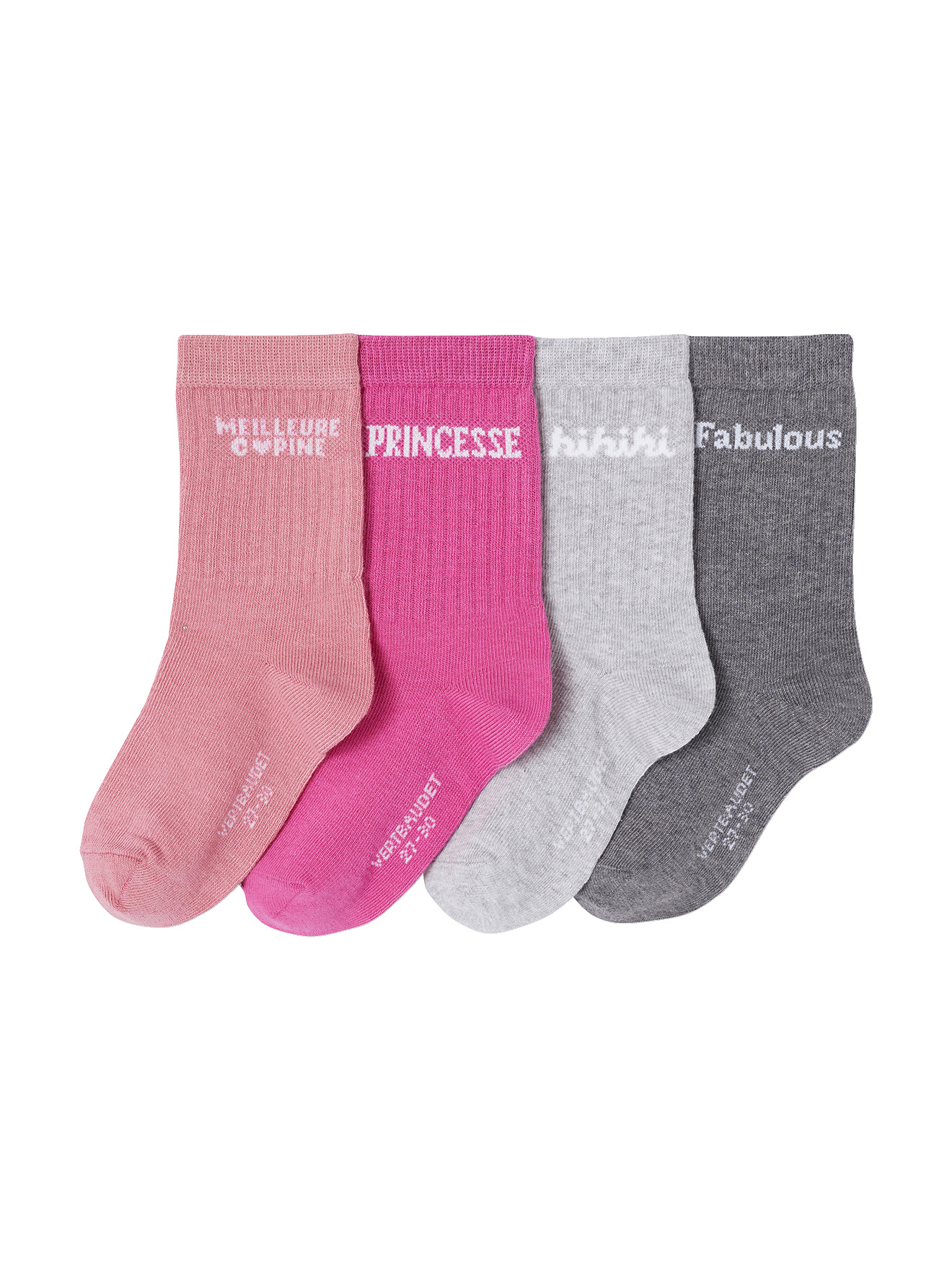 Lot de 4 paires de mi-chaussettes "message", VERTBAUDET