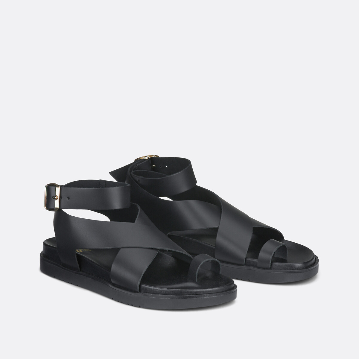 La Redoute Collections Sandalias de cuña de piel con correas