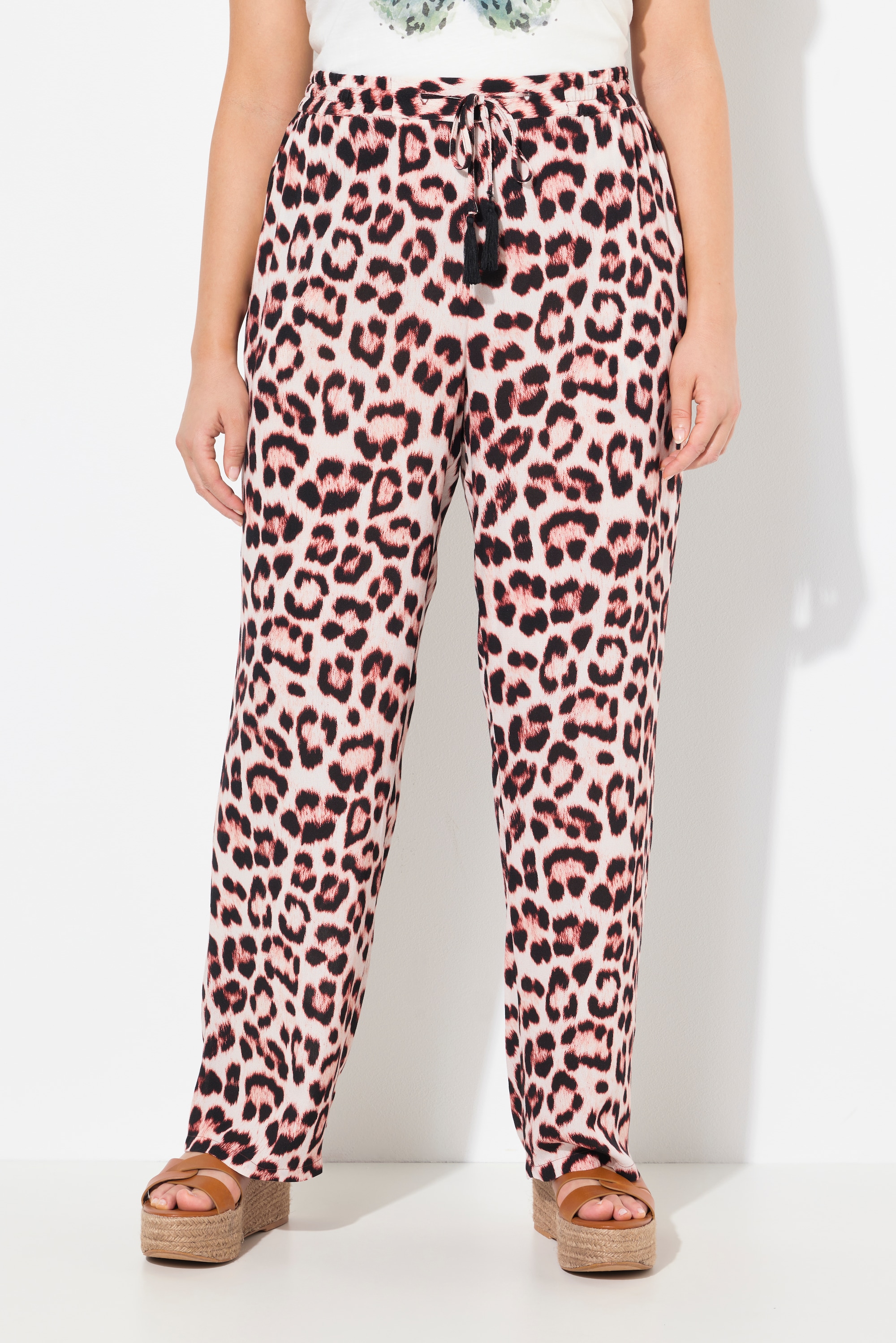 Pantalon Rose. Motif léopard. Jambe large, ULLA POPKEN