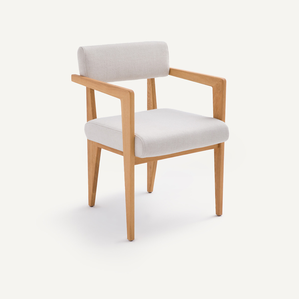 Fauteuil de table en chêne, coton et lin, Izag, AM.PM