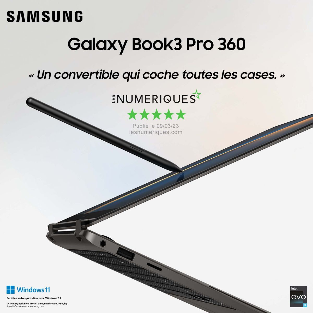 Samsung Ordinateur portable Galaxy Book3 Pro 16'' Graphite EVO pas cher 