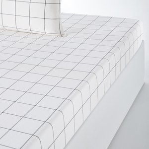 Pia Checked Cotton Fitted Sheet for Deep Mattresses (30cm) LA REDOUTE INTERIEURS image