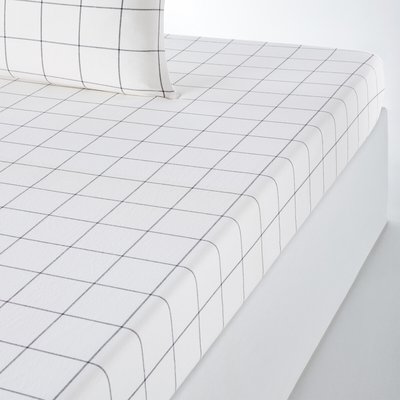 Pia Checked Cotton Fitted Sheet for Deep Mattresses (30cm) LA REDOUTE INTERIEURS