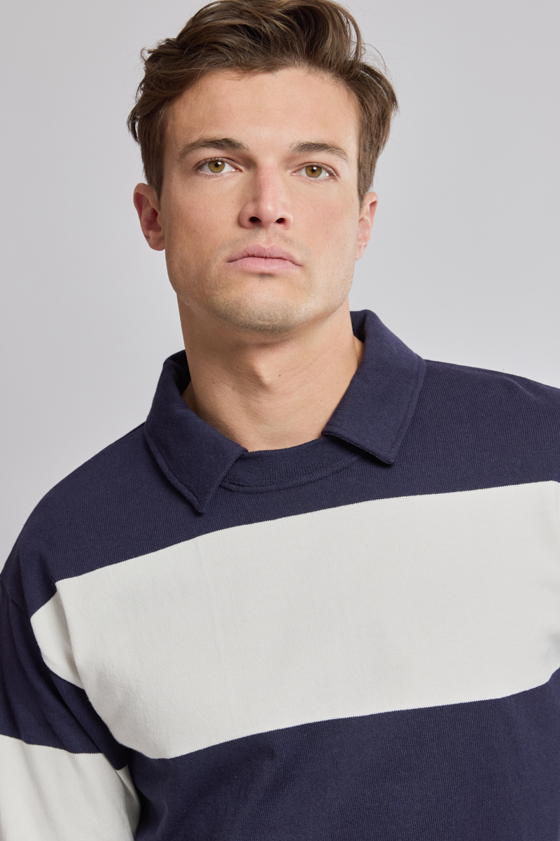 Sweat col polo manches longues - fil open end, ARMOR-LUX