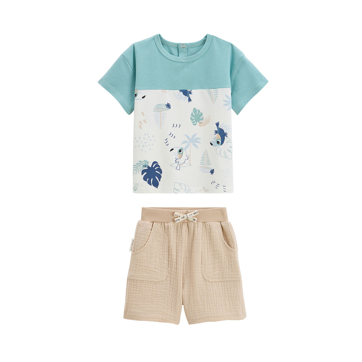 Ensemble enfant t-shirt et short en gaze de coton Toucana, PETIT BEGUIN