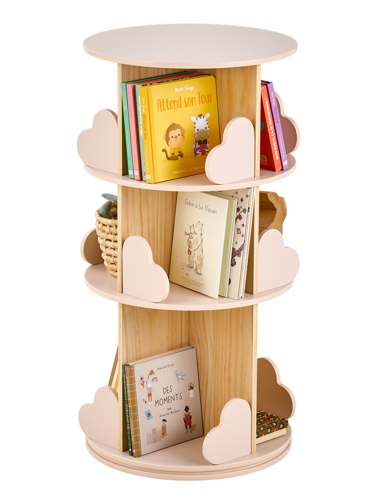 Bibliothèque tournante 3 niveaux COEUR, VERTBAUDET