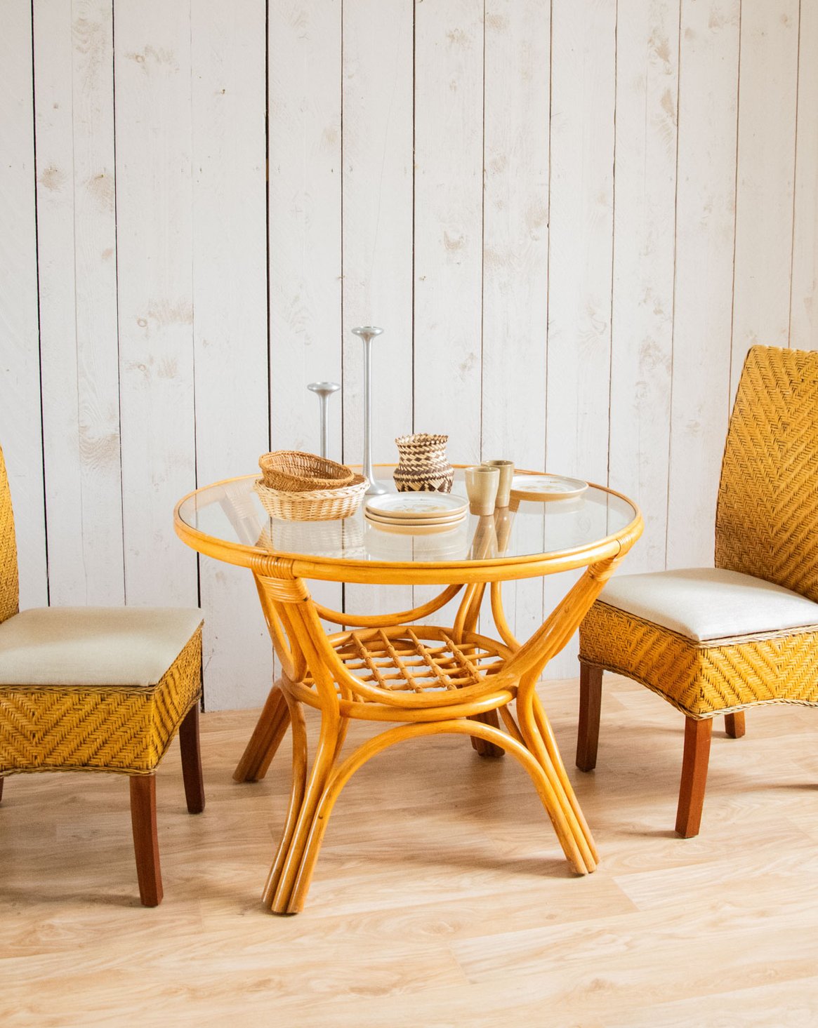 Table à manger en rotin Romy N°634 - Bon état, DEBONGOUT