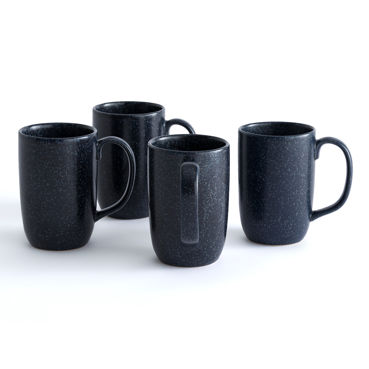 Set of 4 Preto Reactive Enamelled Stoneware Mugs