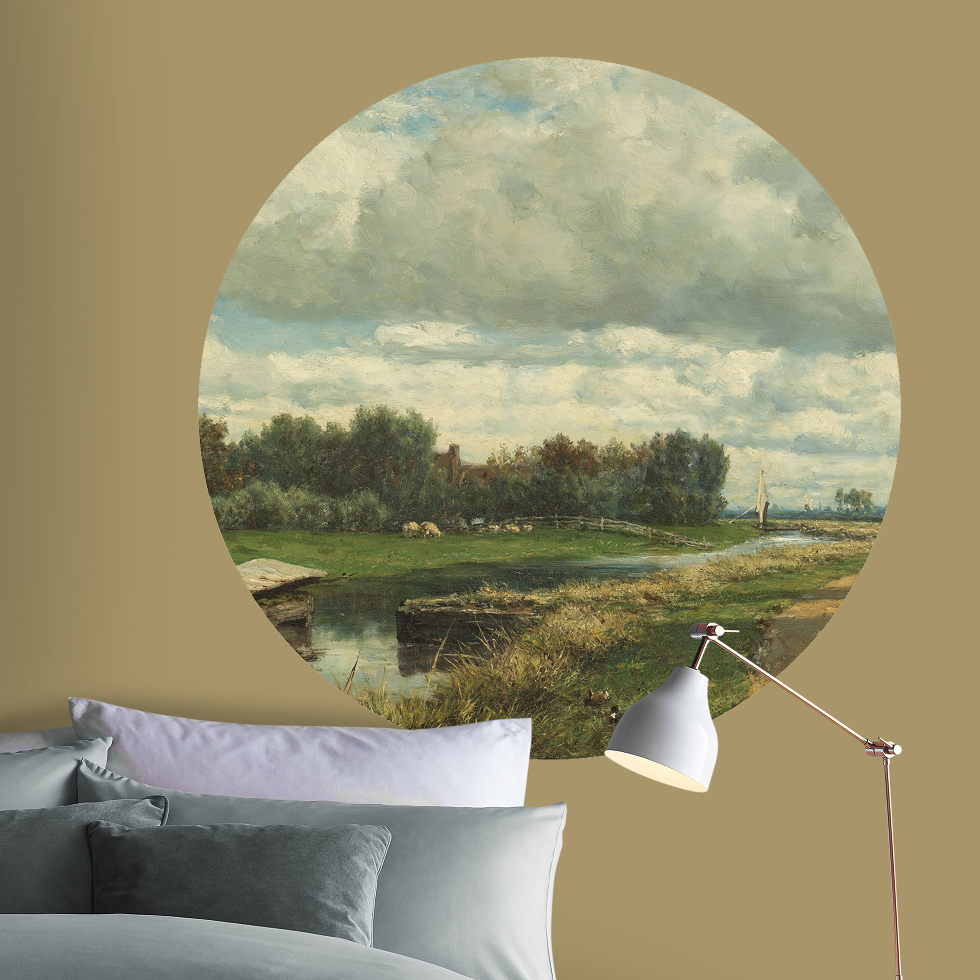 Sticker adhésif décoratif rond Paysage de Hollande, ART FOR THE HOME