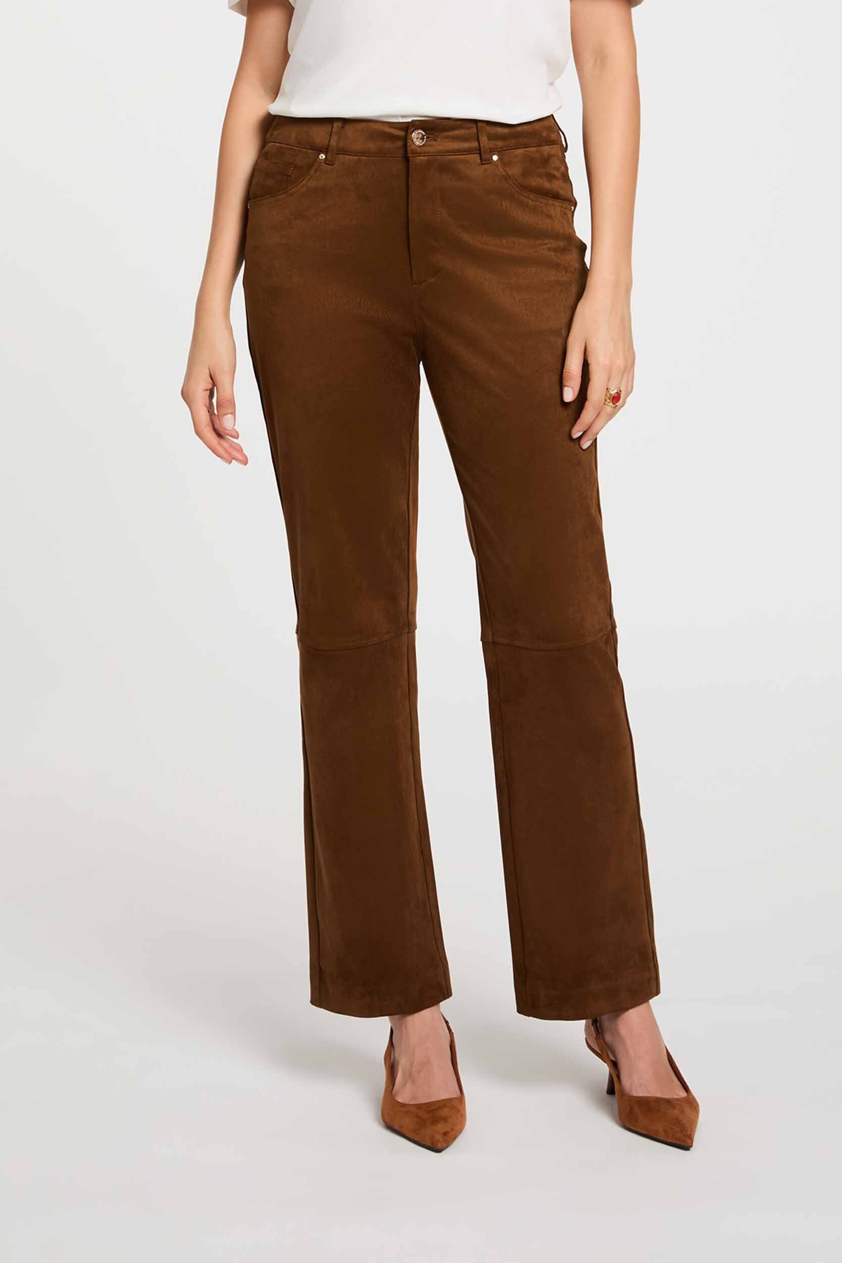 Pantalon droit suédine, MORGAN