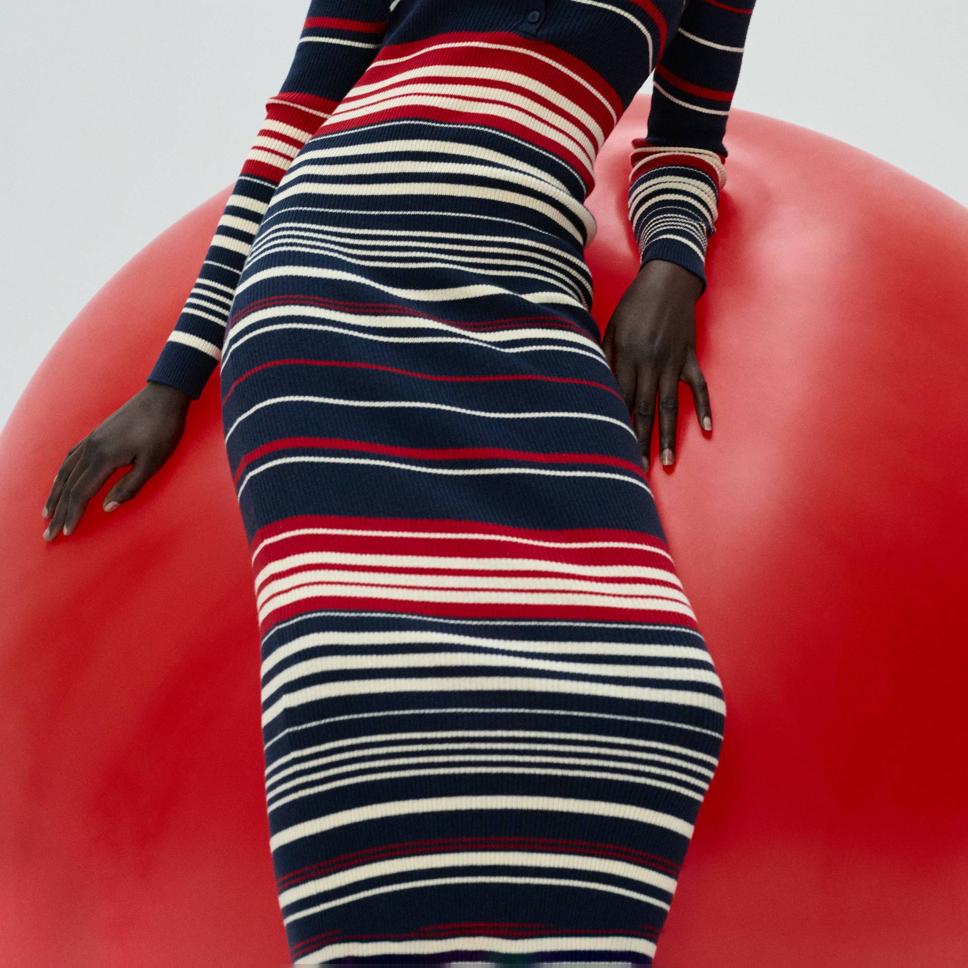 Robe polo rayée contenant du coton et cachemire, MONOPRIX