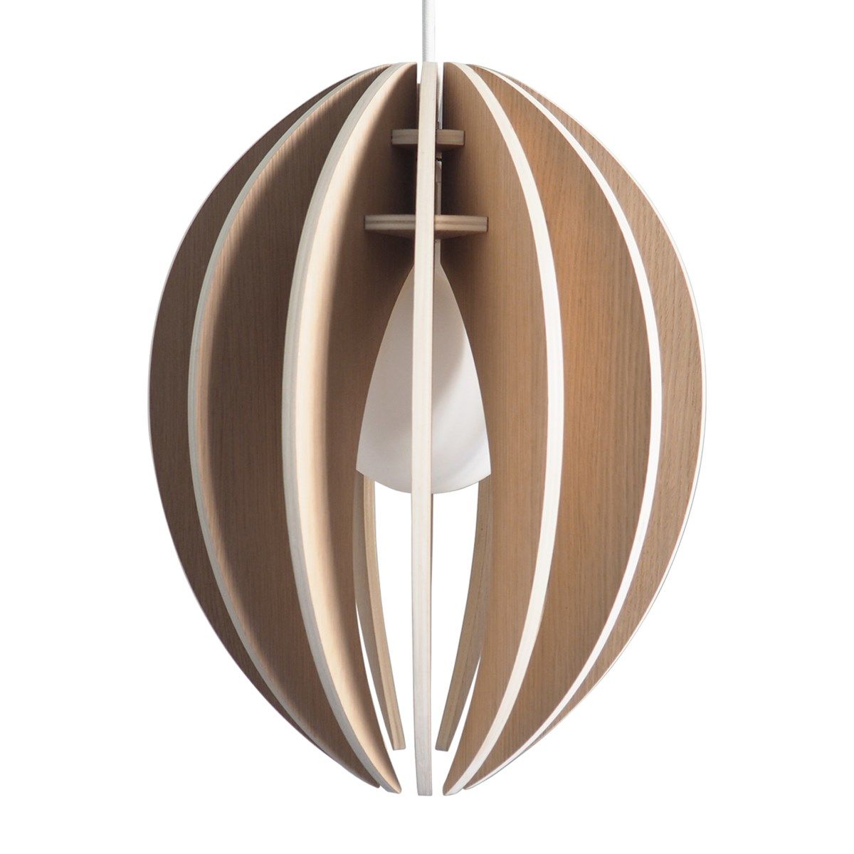 Lampe suspension design bois grand modèle avec ampoule, made in France, FEVE