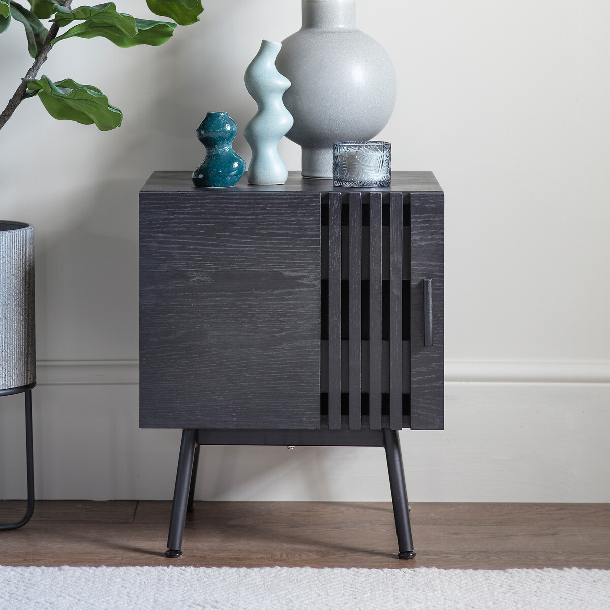 Black oak online bedside table