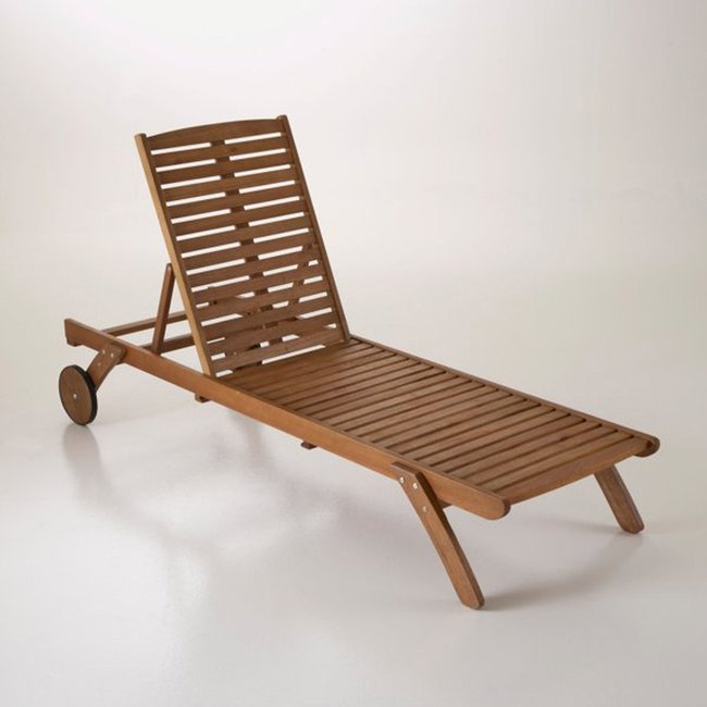 Bain de soleil, chaise longue, eucalyptus, Garden bois clair eucalyptus <span itemprop=