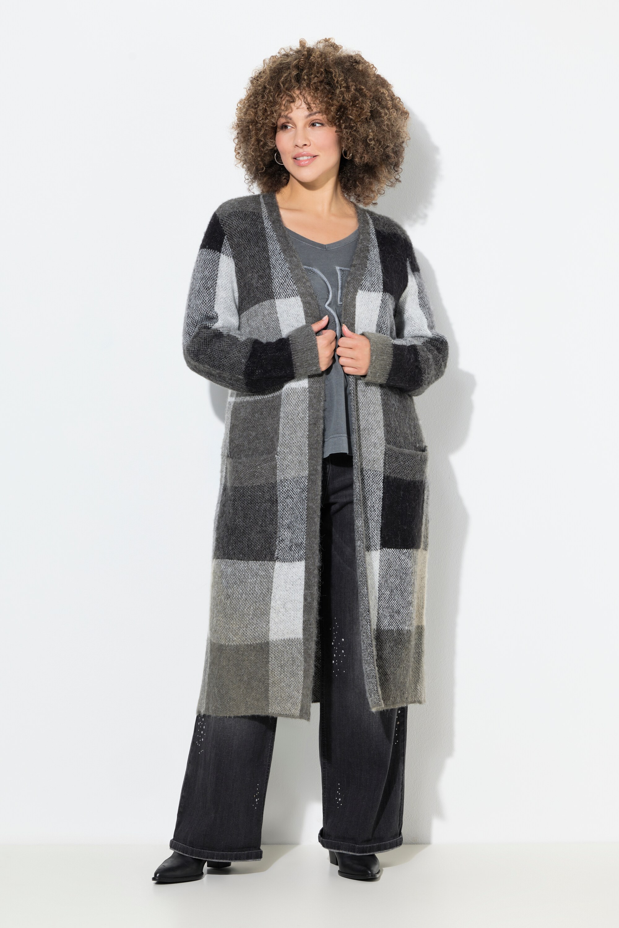 Cardigan long à carreaux, ULLA POPKEN