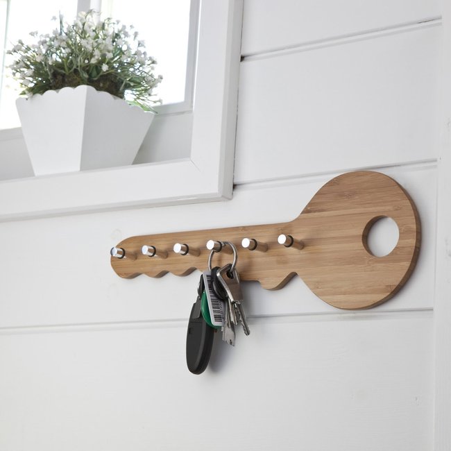 Hangsysteem voor sleutels, bamboe <span itemprop=