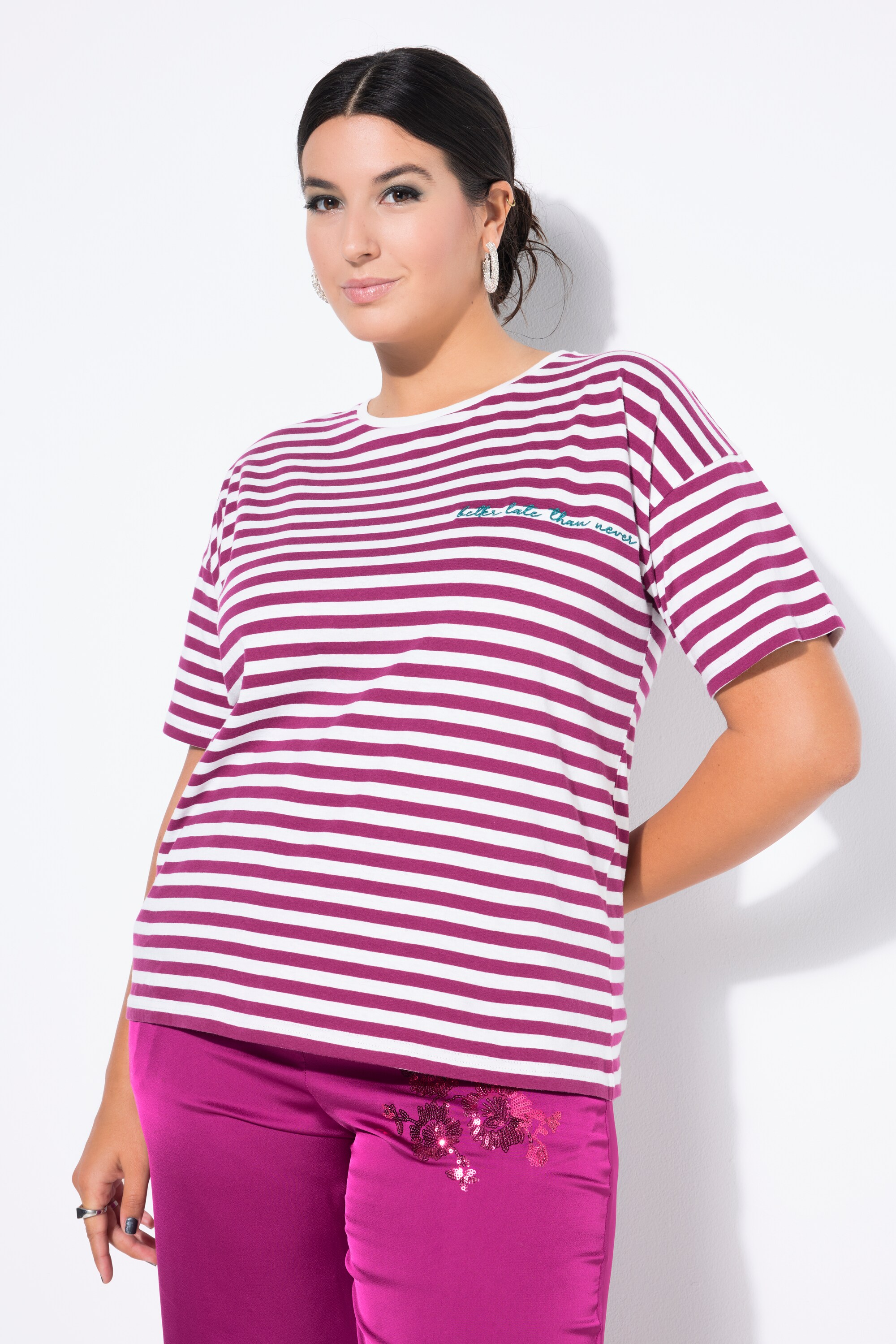 T-shirt à rayures oversize, avec broderie, STUDIO UNTOLD