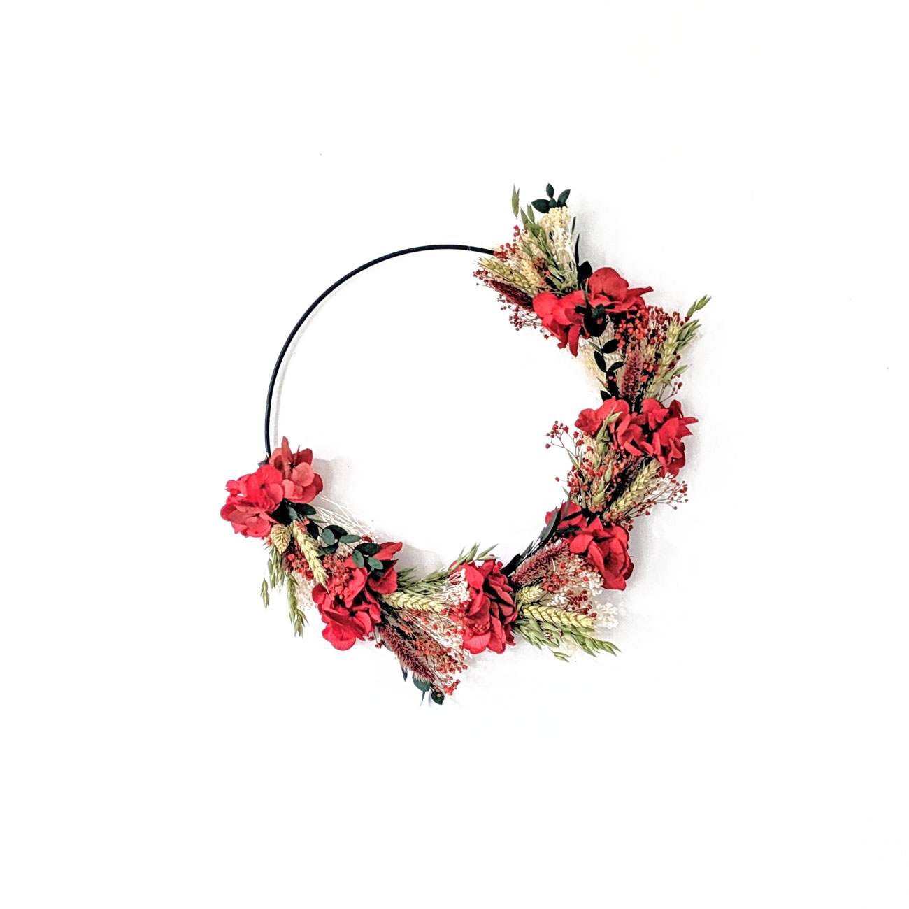Couronne murale de fleurs séchées D30 cm AMOUR, RECONCILIATION VEGETALE