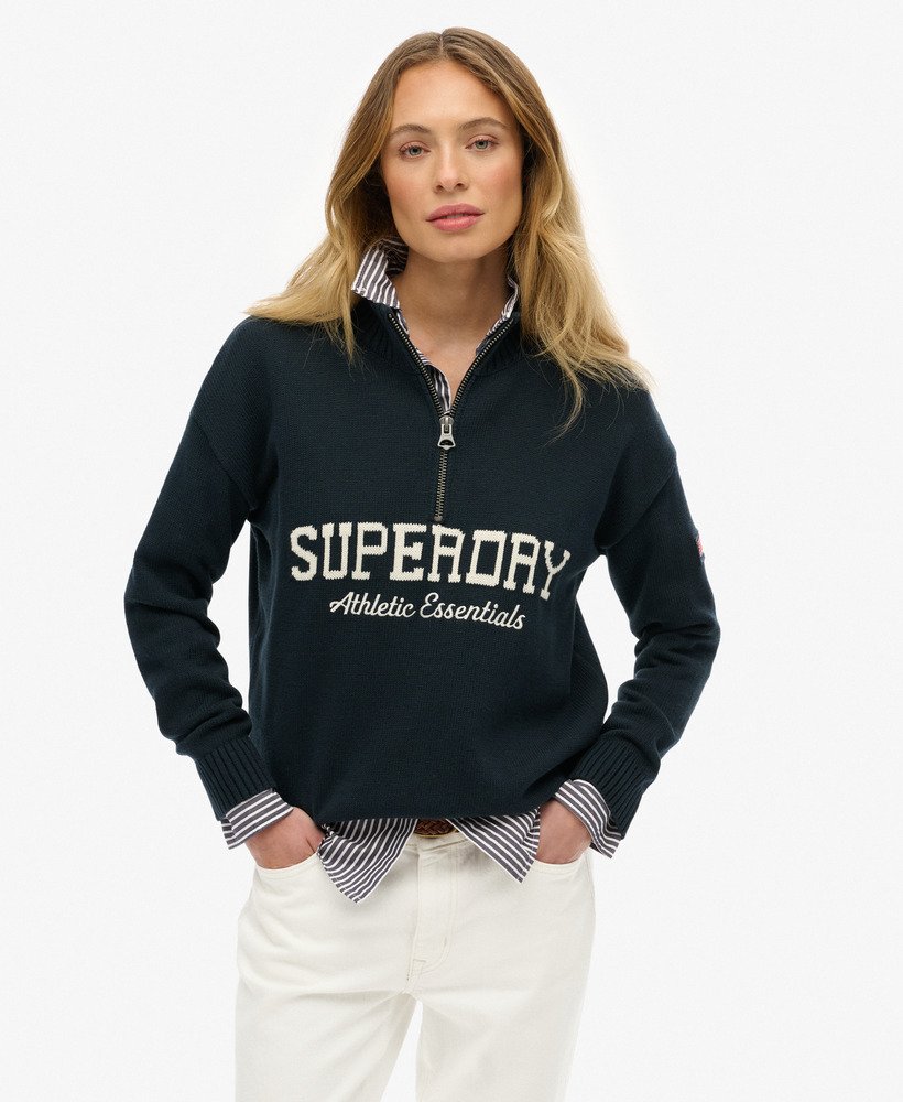 Pull à demi-zip graphique décontracté, SUPERDRY