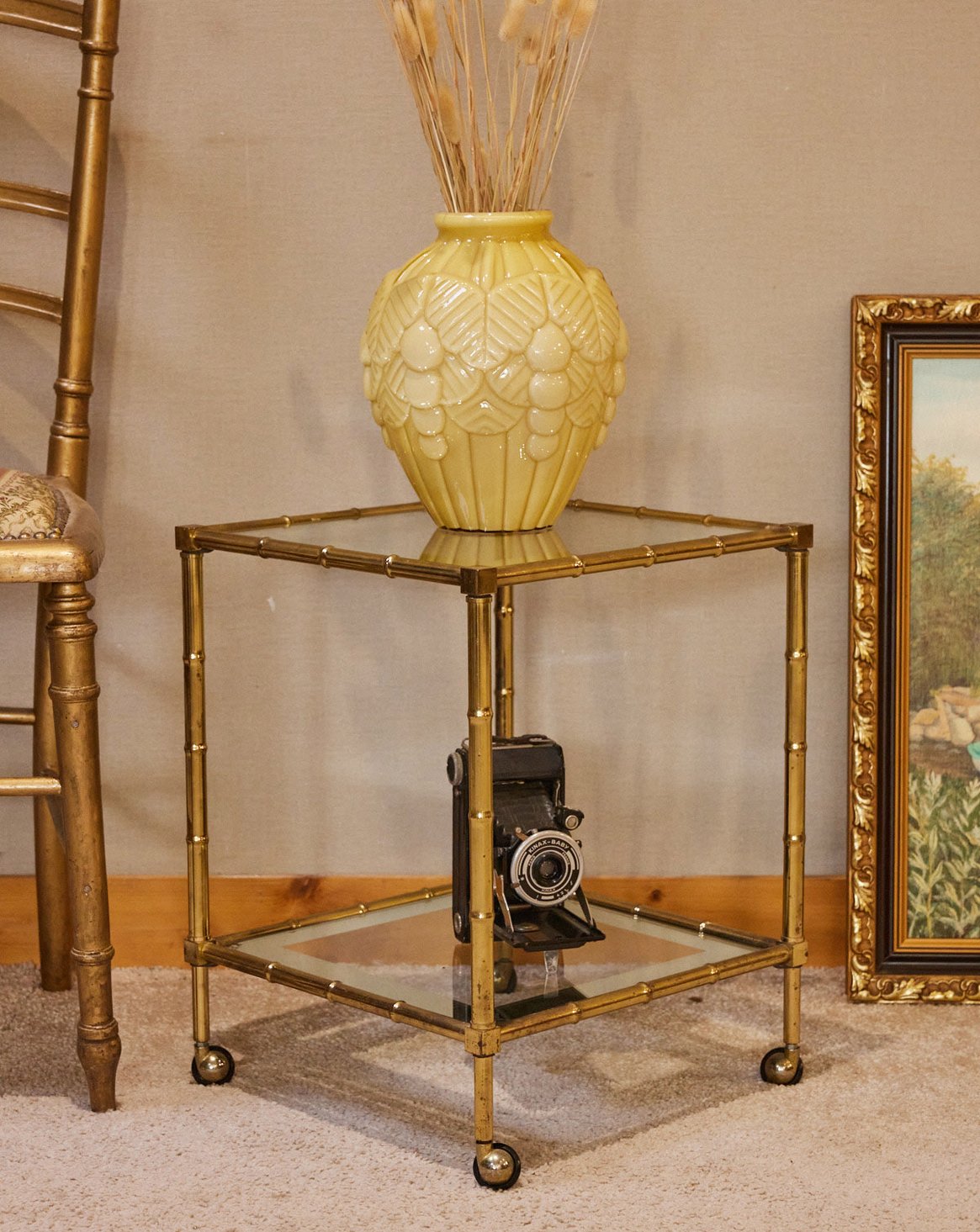 Table d'appoint en laiton Hanna N°1564 - Bon état, DEBONGOUT