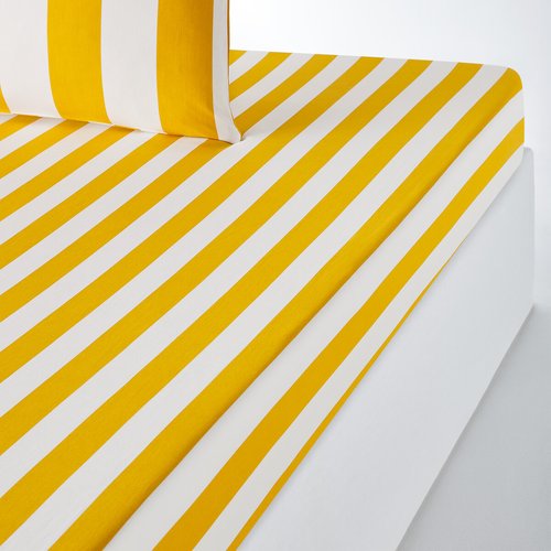 Sábana bajera de algodón 25 cm, hendaye rayas amarillo La Redoute  Interieurs