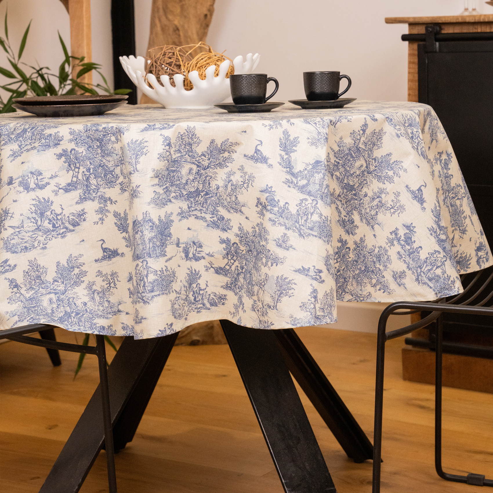 Nappe ronde toile de Jouy plastifiée, SUD ETOFFE