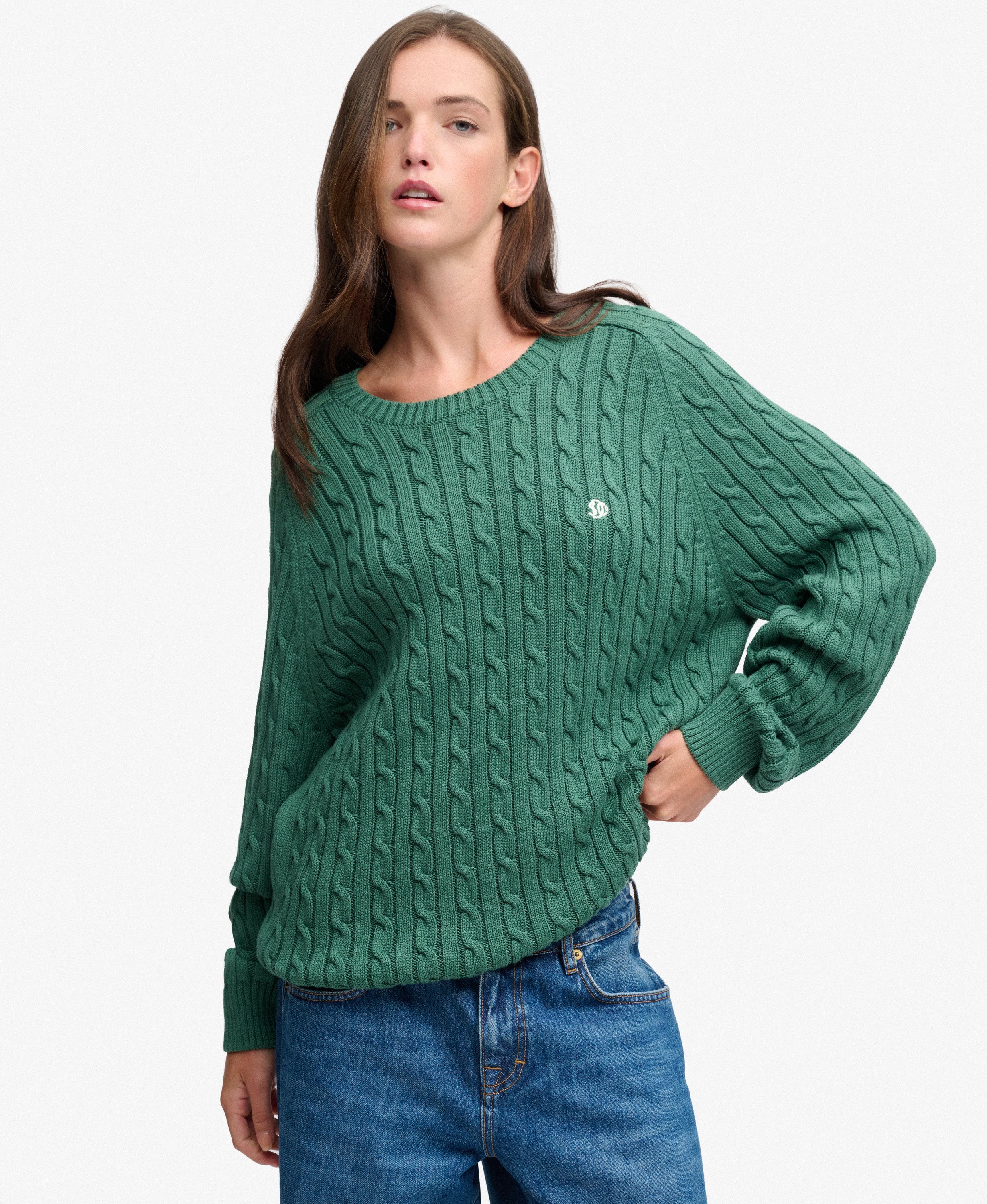 Pull Cable Knit coupe décontractée, SUPERDRY