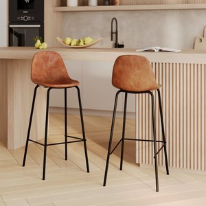 Lot De 2 Housses Pour Tabouret De Bar Rond - Cuir Synthétique Imperméable, élastique Intégré - Tailles 30 à 38 Cm De Diamètre