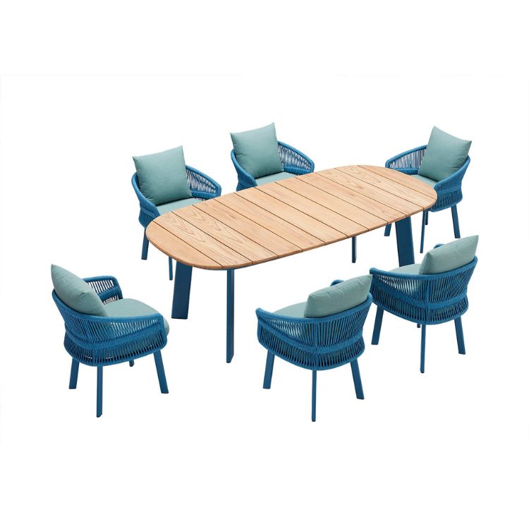 Ensemble repas de jardin en teck et aluminium, LASKA, AU JARDIN DE CHLOÉ