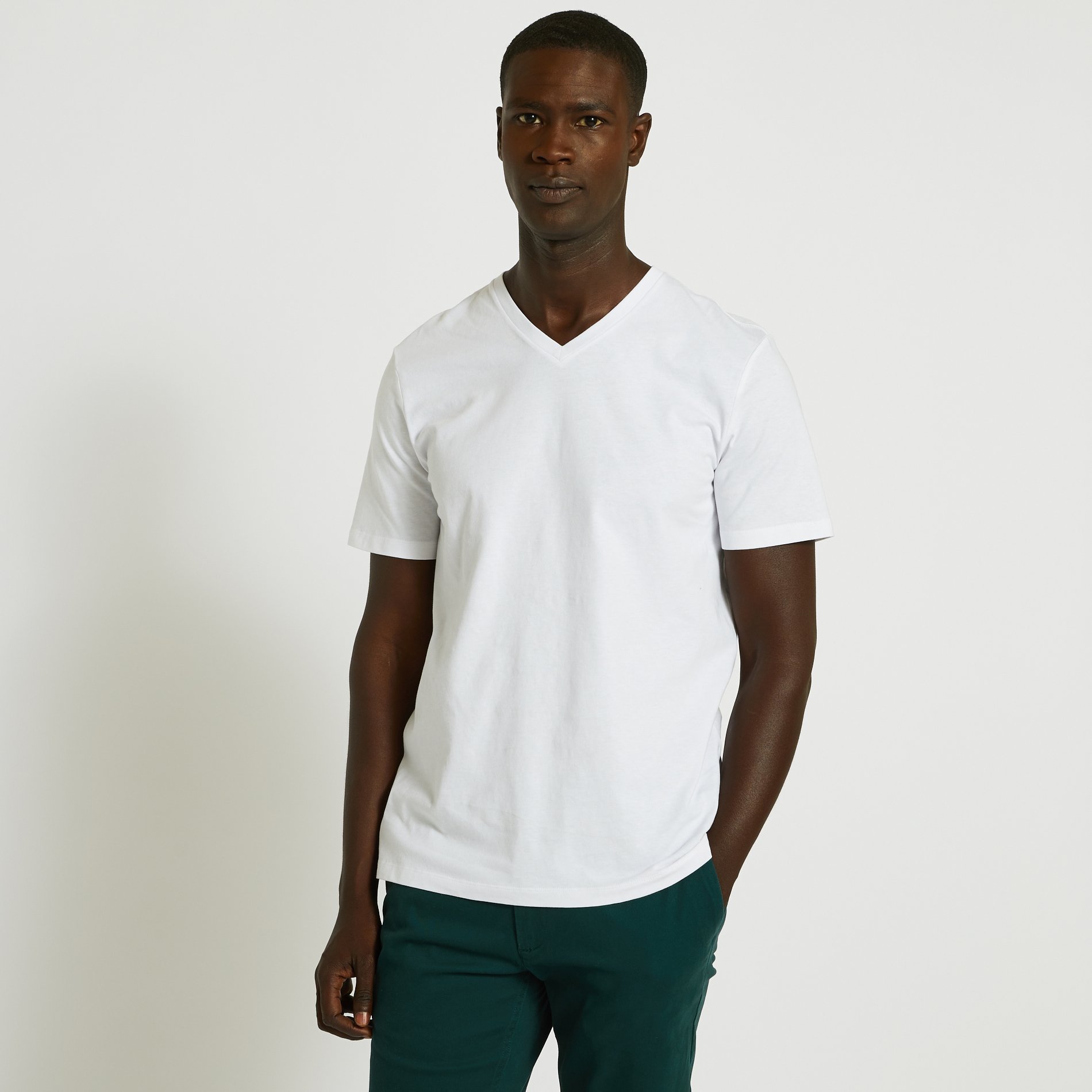 T-shirt Col V En Coton Bio, MONOPRIX