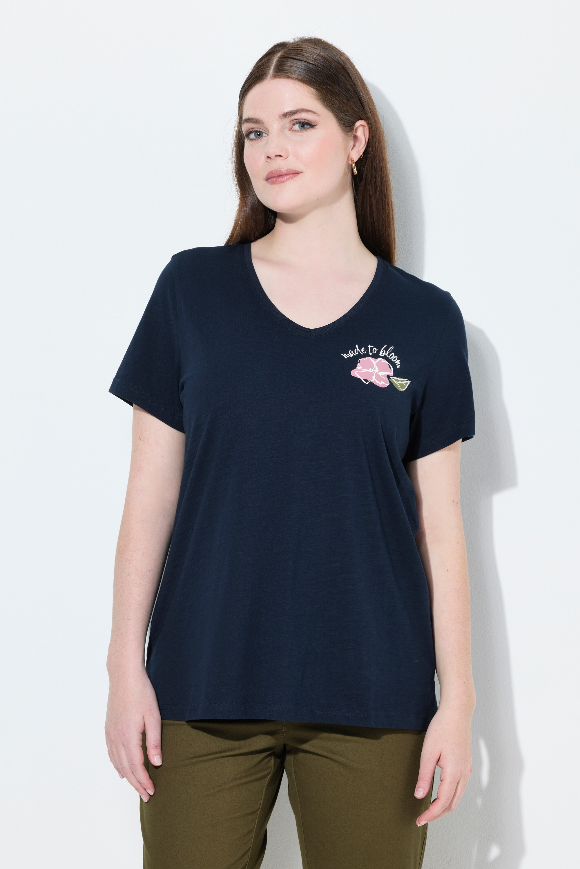 T-shirt en coton bio, motif floral, ULLA POPKEN