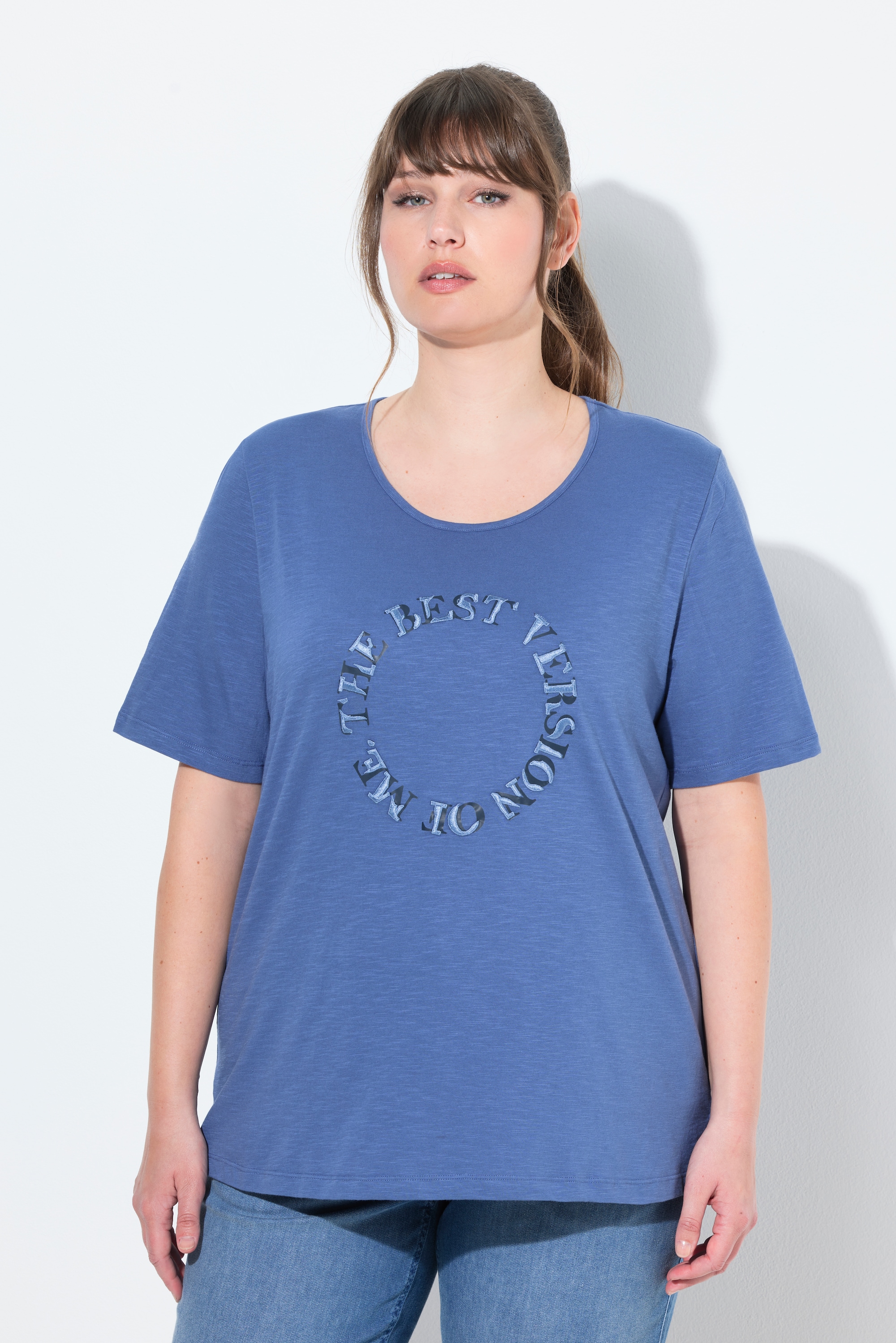 T-shirt en coton bio, avec message, ULLA POPKEN
